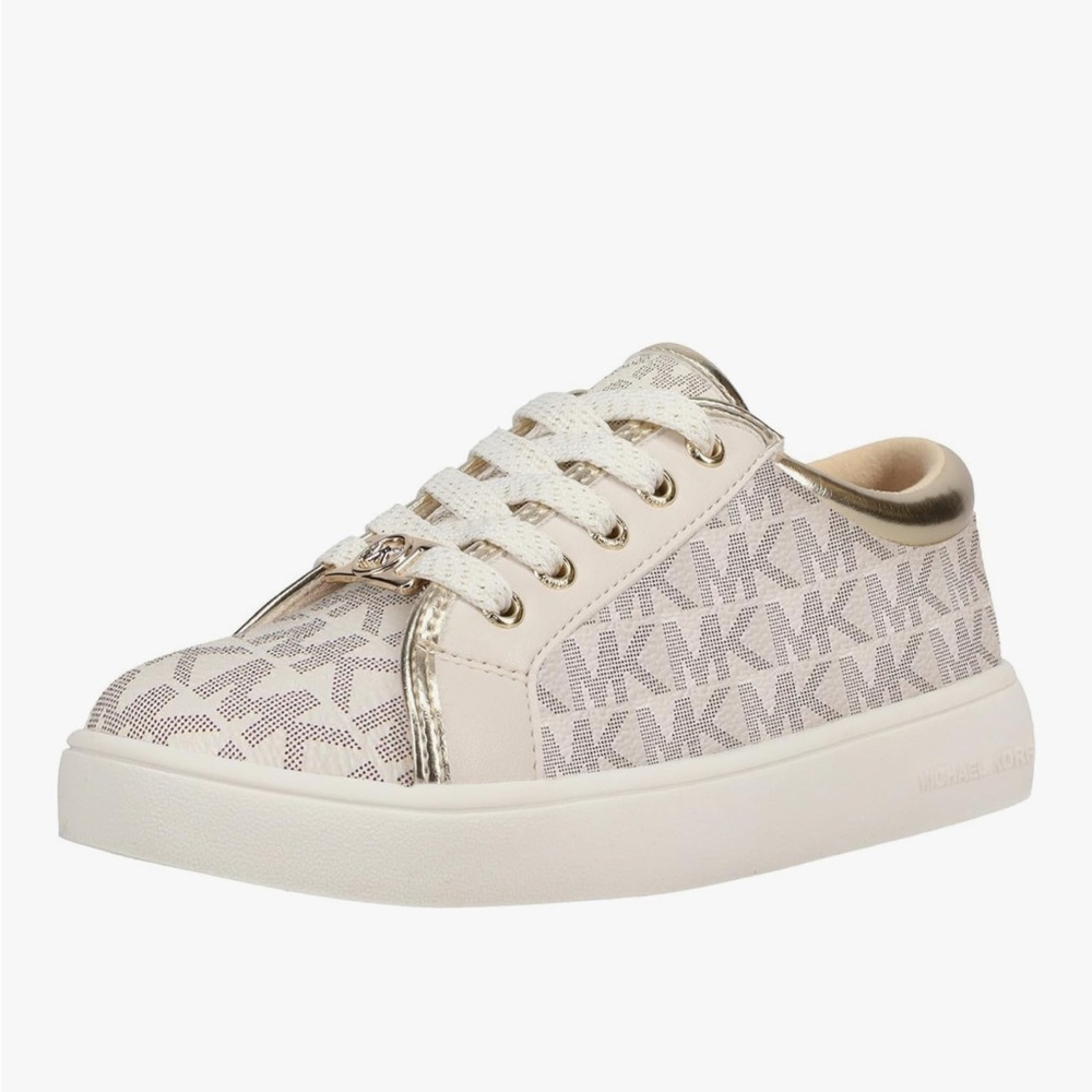 NNT Michael Kors Girls Jem Ralley Cream,White and Gold Sneakers